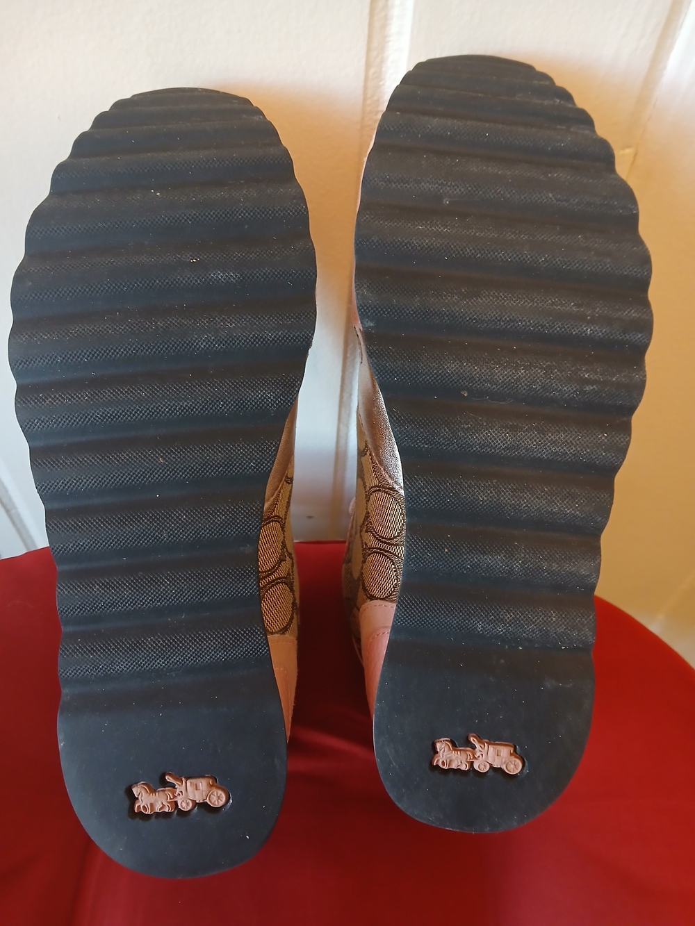 Coach Pink Signature Jacquard Lace-Up Sneakers - Picture 4 of 4